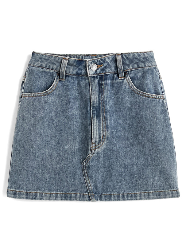 レッグウォーマー付きデニムタイトミニスカート