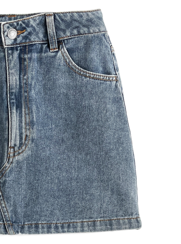 レッグウォーマー付きデニムタイトミニスカート