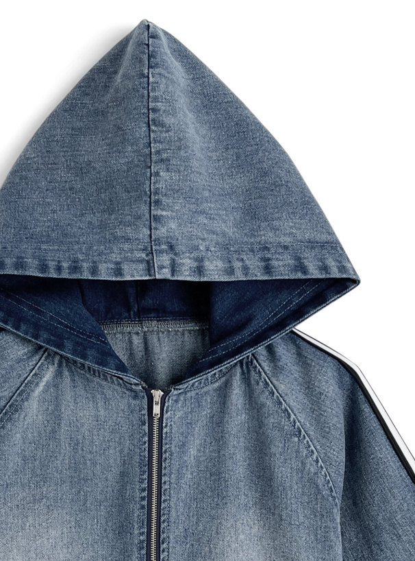 サイドラインデニムジップパーカー