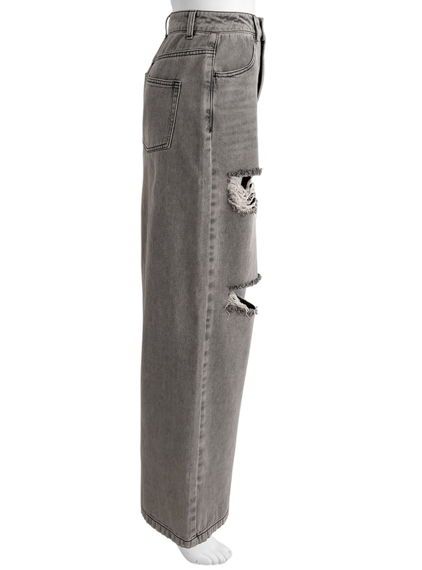 クラッシュワイドデニムパンツ