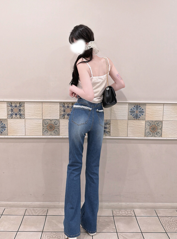 バックポケットレースフレアパンツ