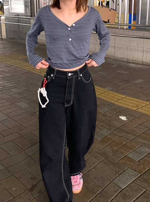 配色ステッチカービィツイルパンツ
