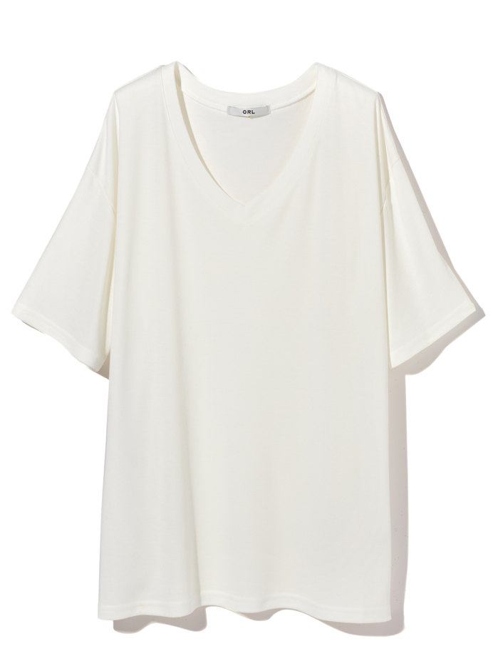 VネックドロップショルダーTシャツ
