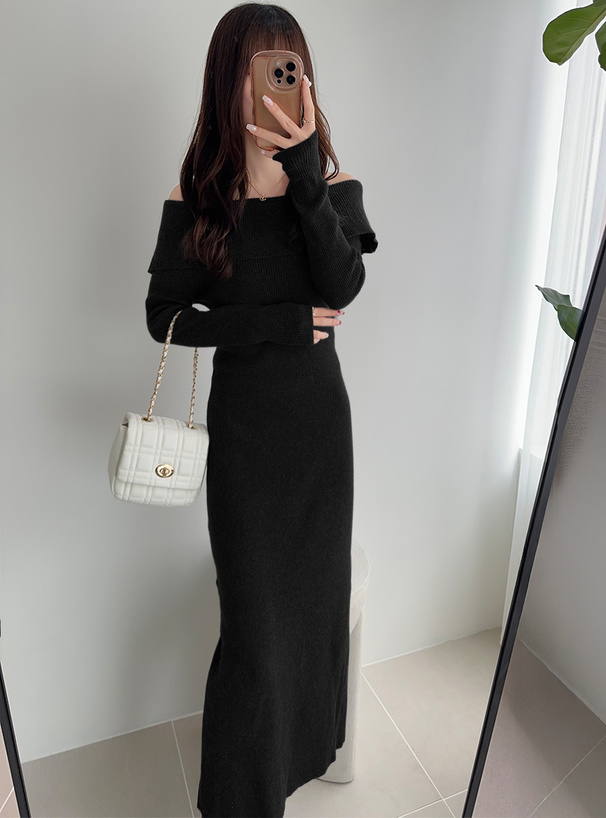 新品/オフショルニット　ワンピース オフショルニットロングワンピース[ru1054] | レディースファッション