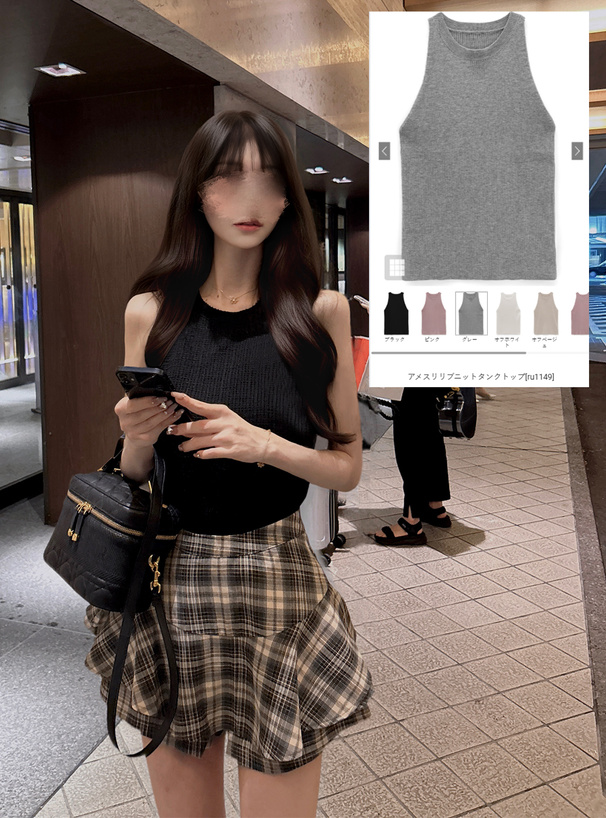 karry グレー アメスリニット original american sleeve bicolor knit TOPS Reurie'（レウリィ）