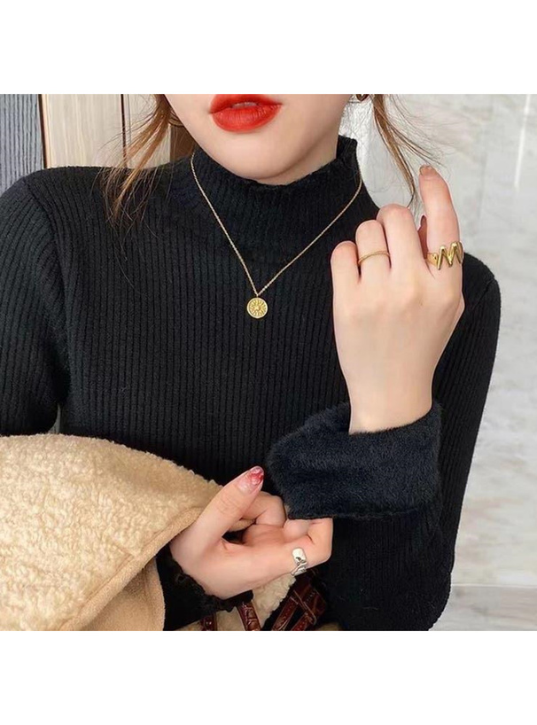 裏シャギーハイネックニットトップス