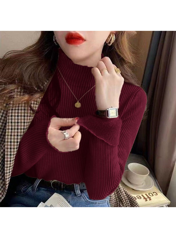 裏シャギーハイネックニットトップス