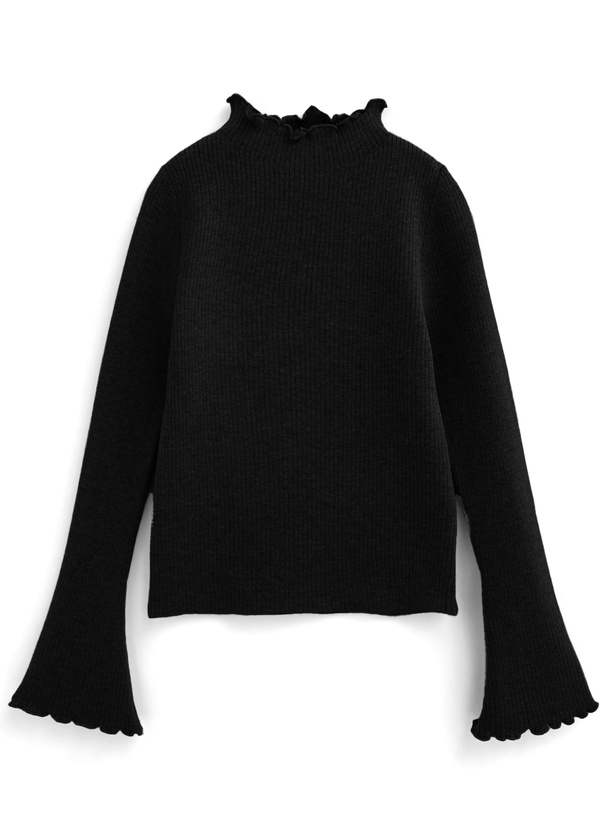 裏シャギーメロウフレアスリーブニットトップス