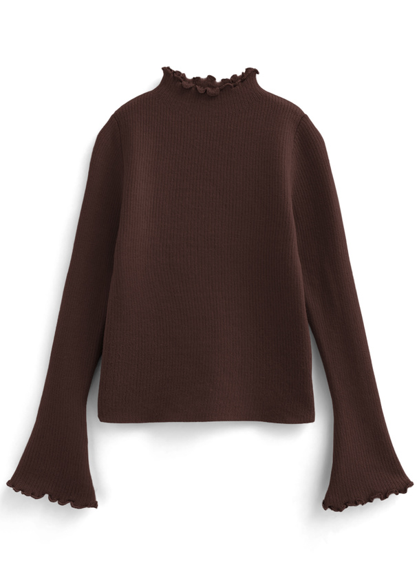 裏シャギーメロウフレアスリーブニットトップス