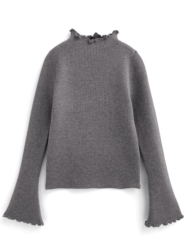 裏シャギーメロウフレアスリーブニットトップス