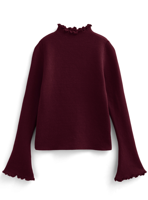 裏シャギーメロウフレアスリーブニットトップス