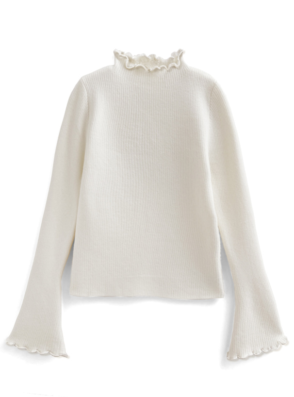 裏シャギーメロウフレアスリーブニットトップス