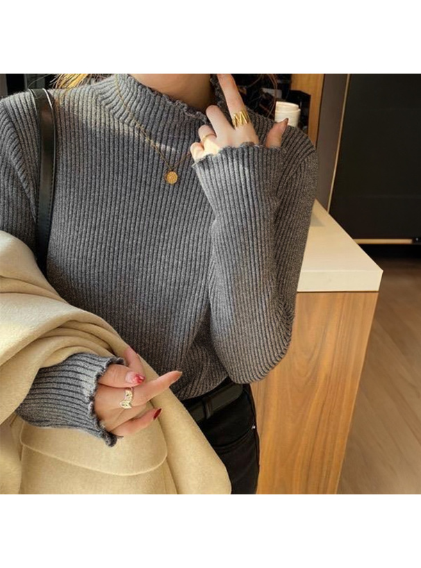 裏シャギーメロウフレアスリーブニットトップス