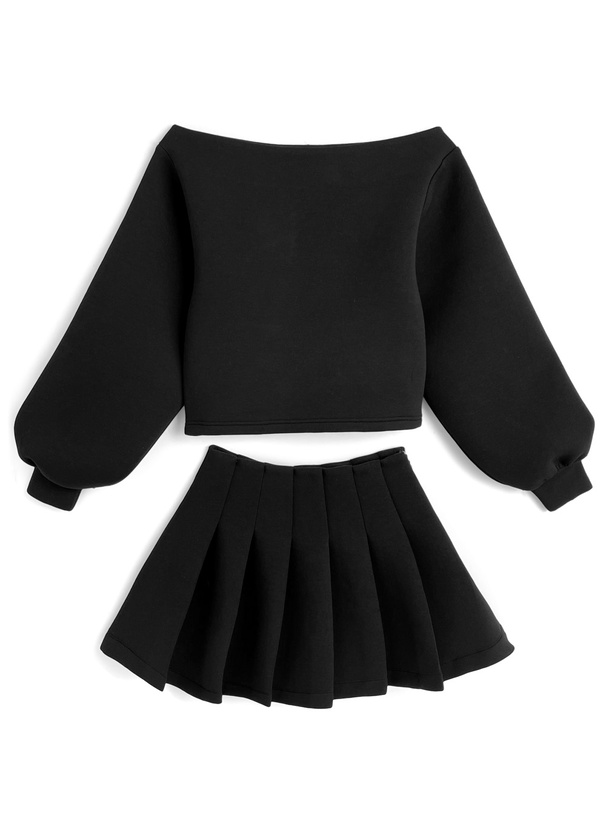 3wayトップス×プリーツミニスカートセットアップ