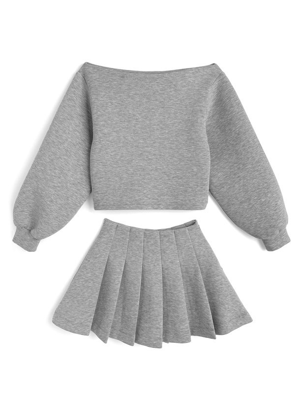 3wayトップス×プリーツミニスカートセットアップ