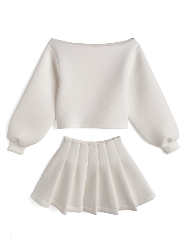 3wayトップス×プリーツミニスカートセットアップ