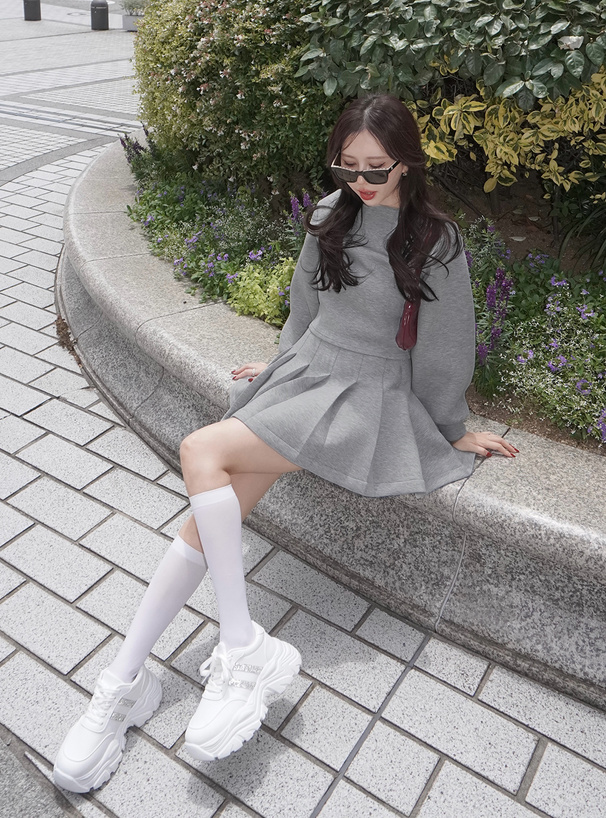 3wayトップス×プリーツミニスカートセットアップ