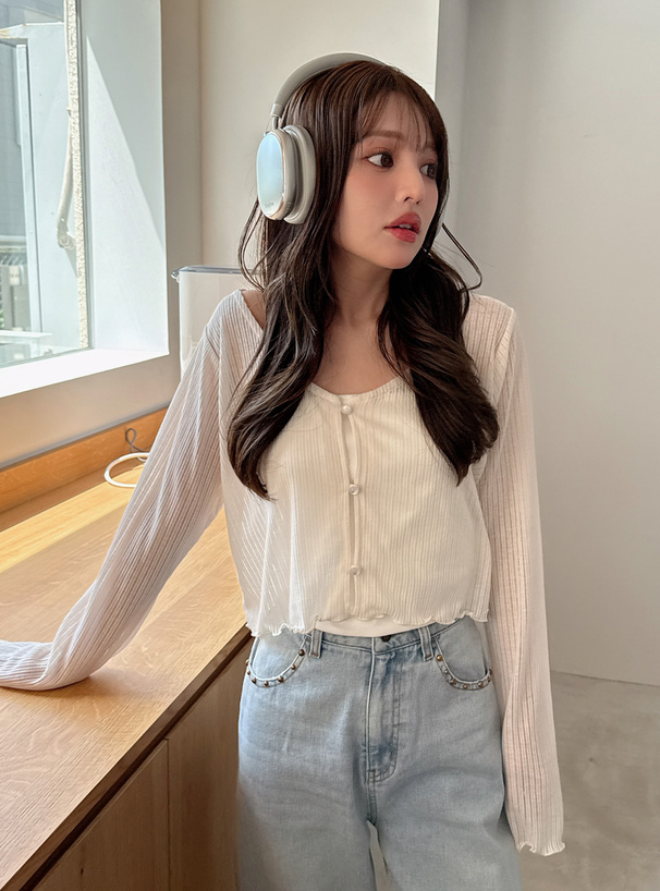 シアーリブカーディガン