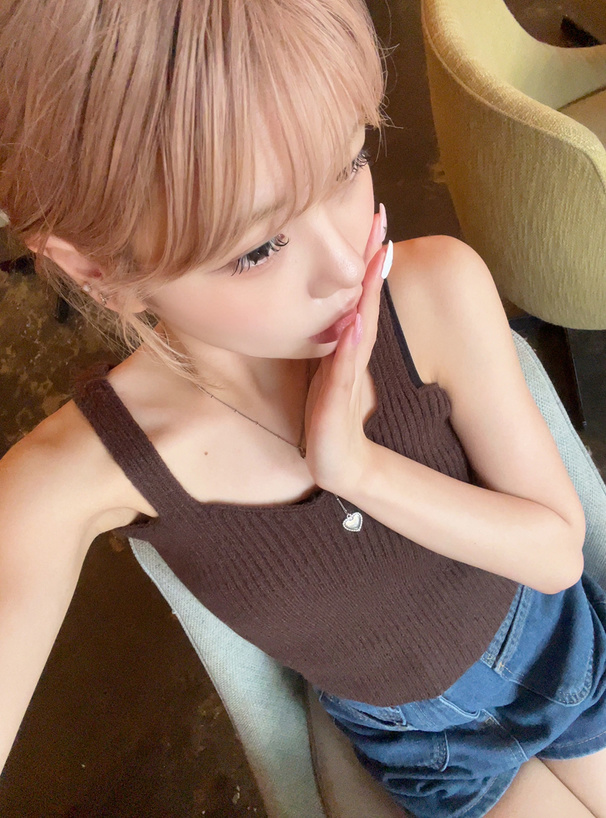 リブニットスクエアネックキャミソール[ru1199] | レディース