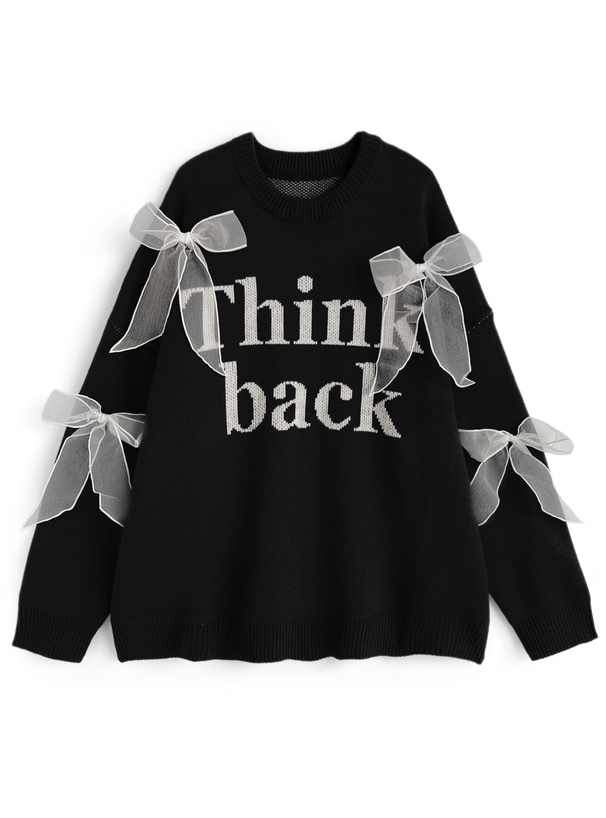 リボンロゴジャガードニットトップス[ru1200]