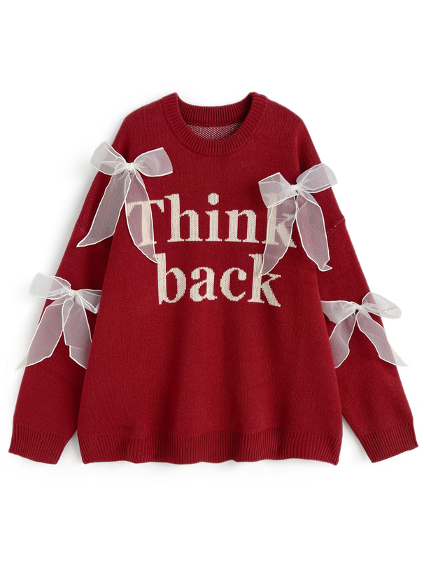 リボンロゴジャガードニットトップス[ru1200]