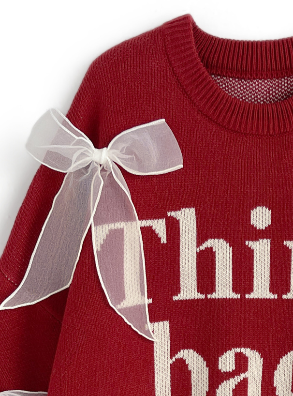 リボンロゴジャガードニットトップス