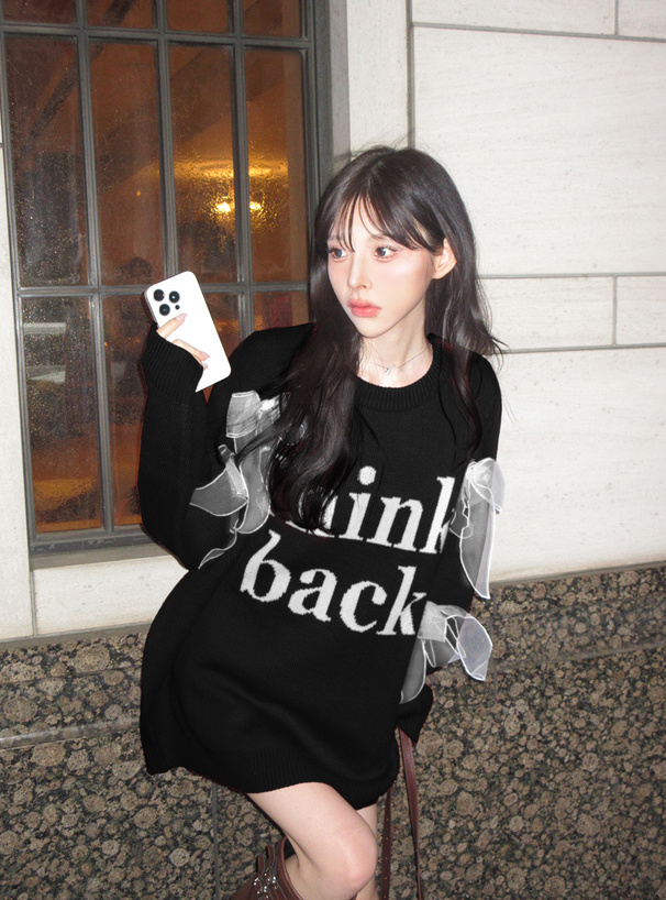 リボンロゴジャガードニットトップス