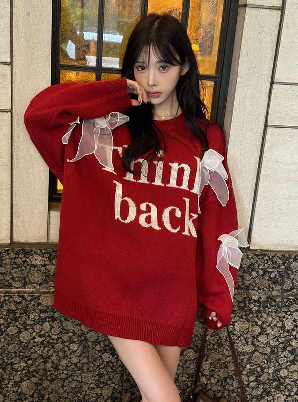 リボンロゴジャガードニットトップス