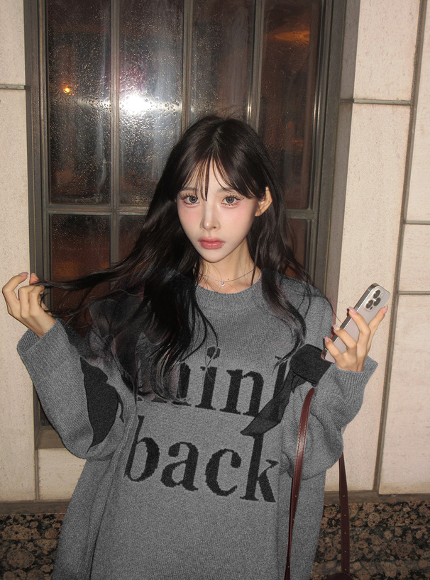 リボンロゴジャガードニットトップス