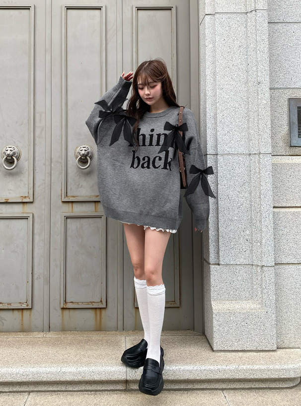 リボンロゴジャガードニットトップス[ru1200] | レディース