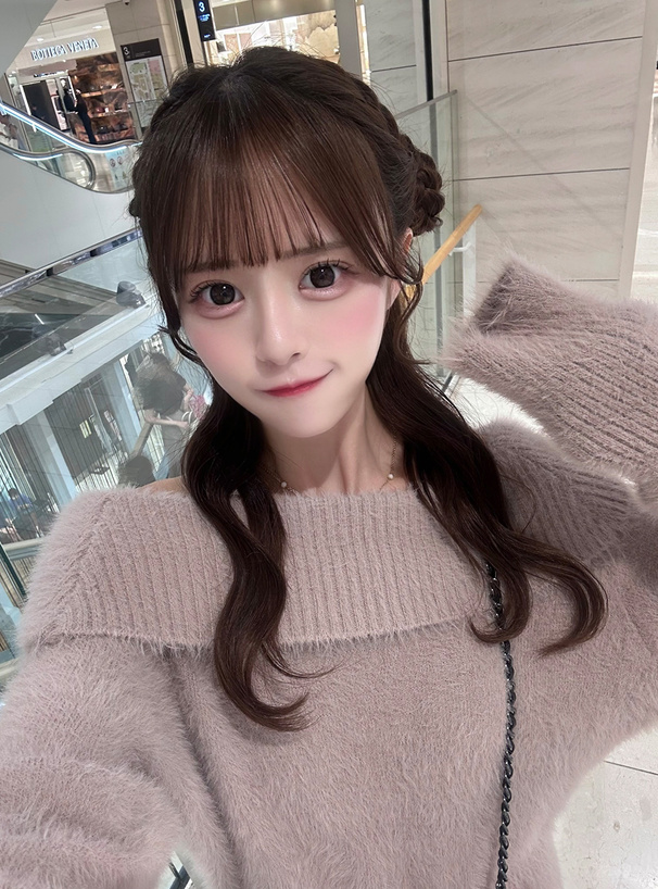 オフショルシャギーニットトップス×チュールスカートセットアップ