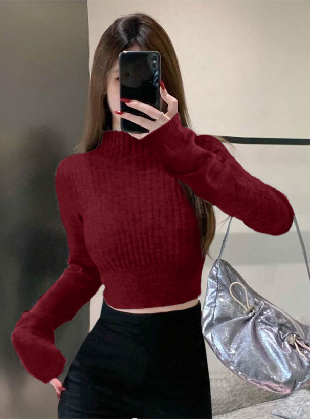 ハイネックニットトップス