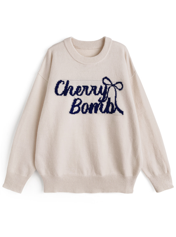 ロゴジャガードニットトップス