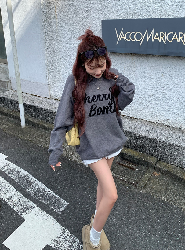 ロゴジャガードニットトップス