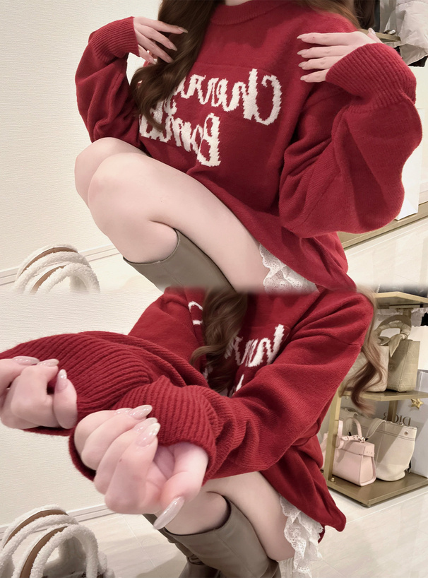 ロゴジャガードニットトップス