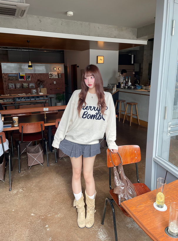 ロゴジャガードニットトップス