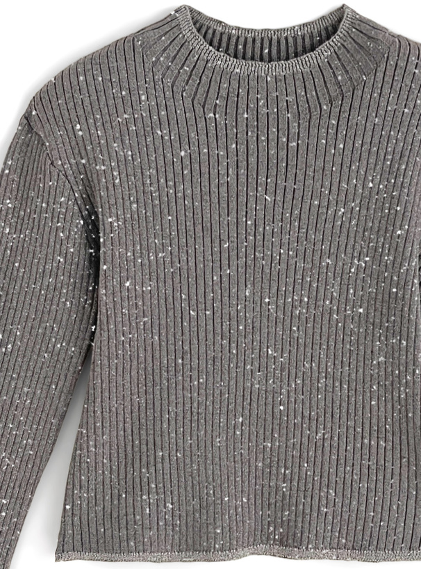 ラメニットフレアスリーブショート丈トップス