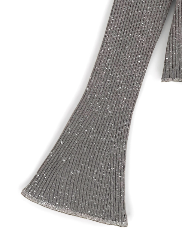 ラメニットフレアスリーブショート丈トップス