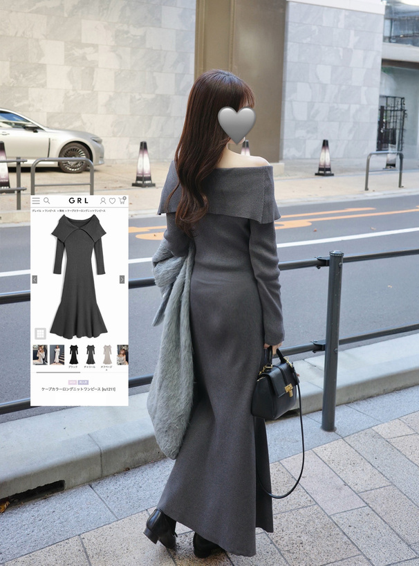 ケープカラーロングニットワンピース[ru1211] | レディース