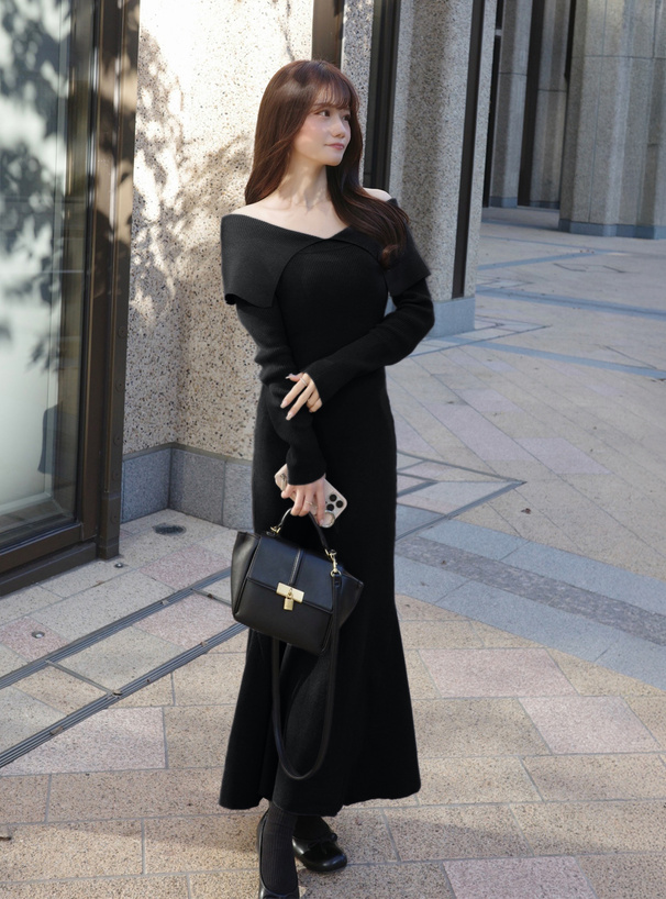 ケープカラーロングニットワンピース[ru1211] | レディース