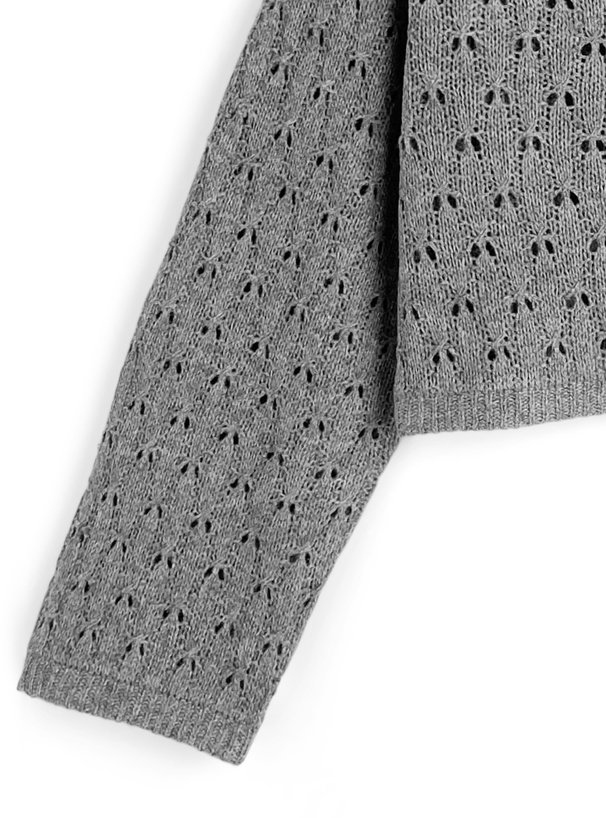 トリプルリボン透かし編みニットカーディガン