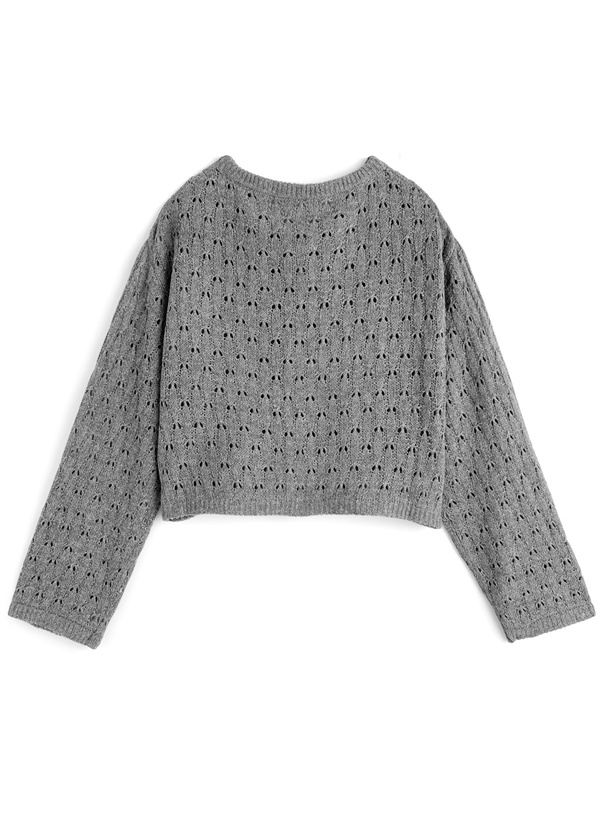 トリプルリボン透かし編みニットカーディガン