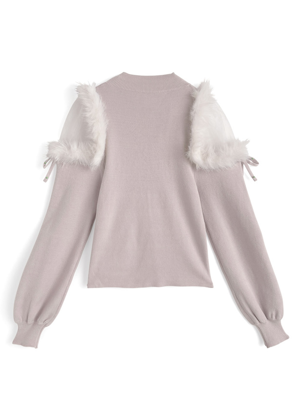 ファーショルダーニットトップス