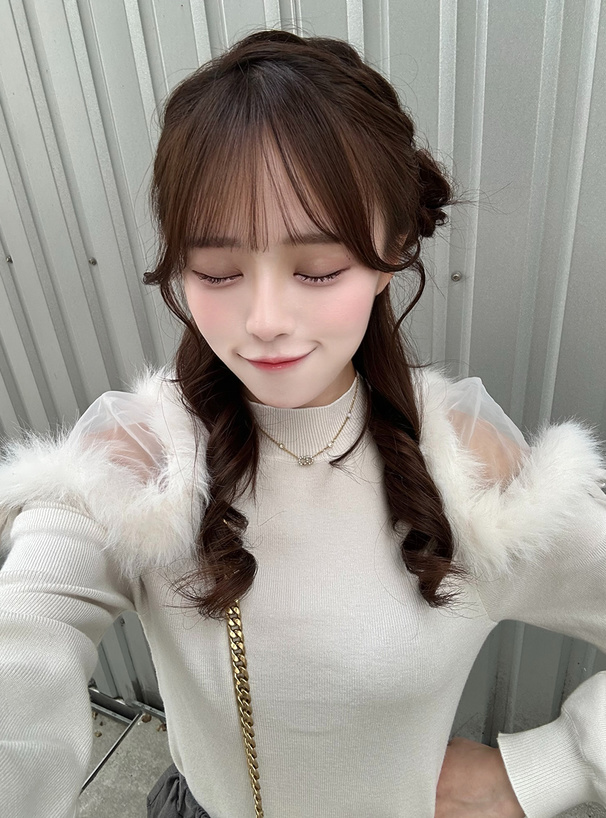 ファーショルダーニットトップス