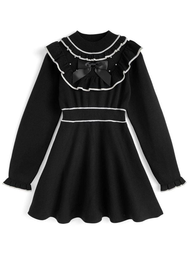 リボンフリルフレアミニワンピース[ru1220]