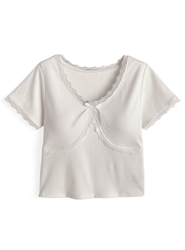 パッド入りリボンレーストップス[ru1233] | レディースファッション