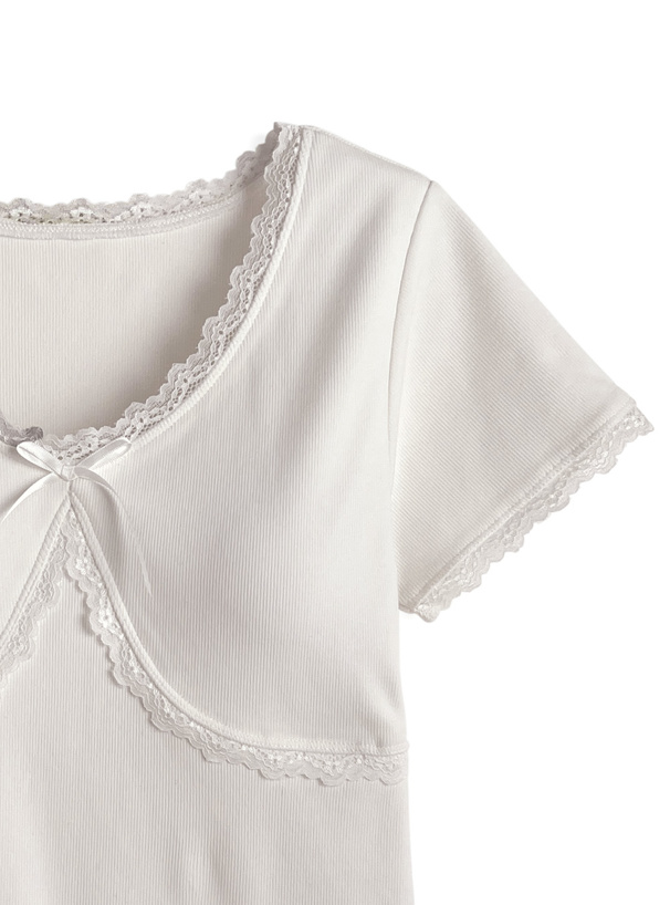 パッド入りリボンレーストップス