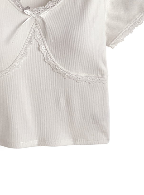 パッド入りリボンレーストップス