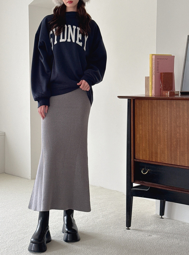 裏シャギーニットロングスカート