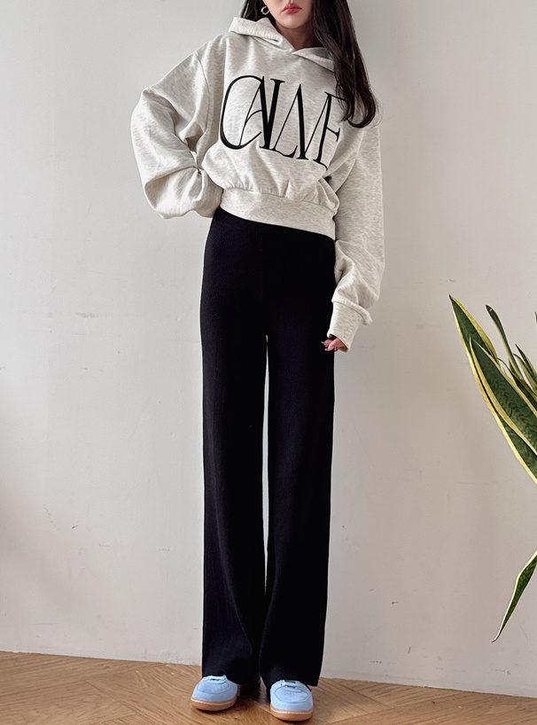 裏シャギーニットストレートパンツ